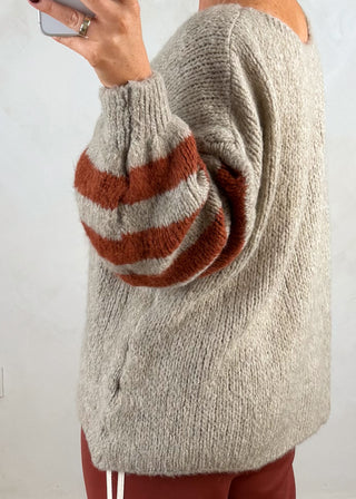 Colour block knit - Beige-The Style Attic