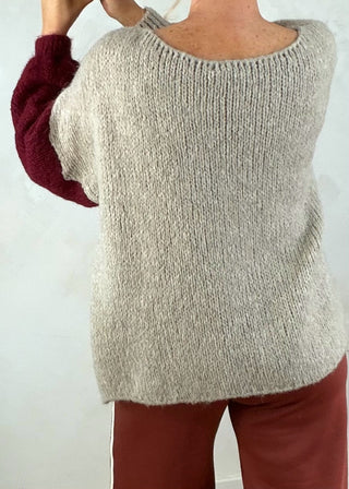 Colour block knit - Beige-The Style Attic