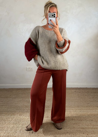 Colour block knit - Beige-The Style Attic