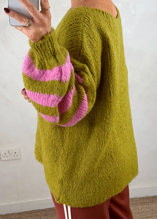 Colour block knit - Olive-The Style Attic