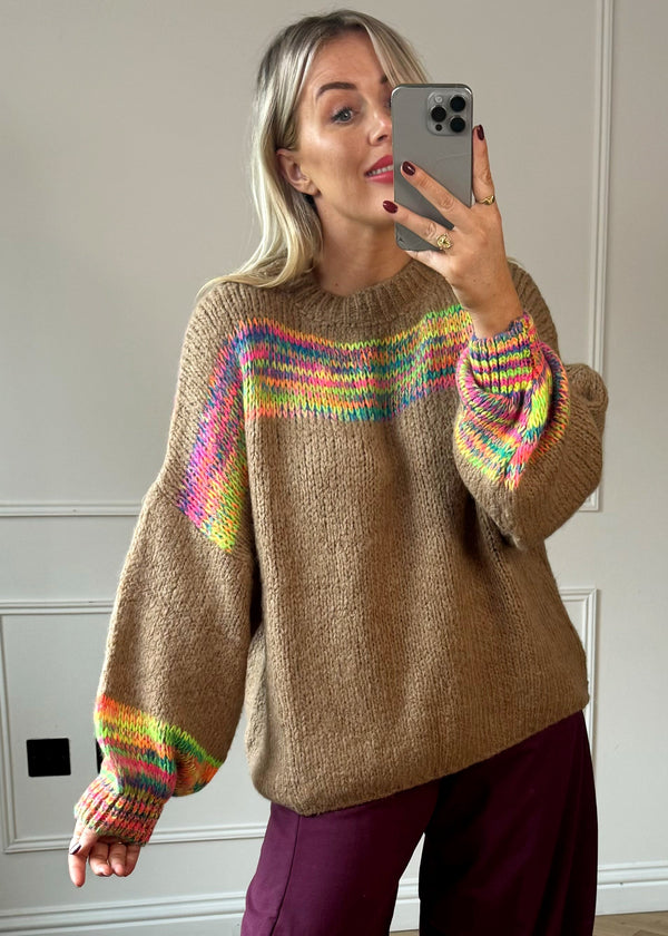 Colour pop grunge knit - camel-The Style Attic