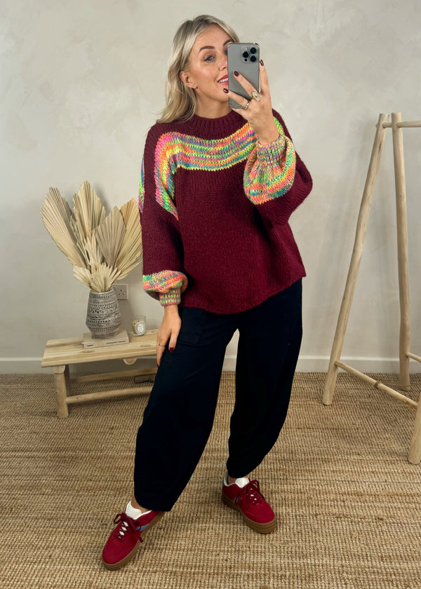 Colour pop grunge knit - merlot-The Style Attic