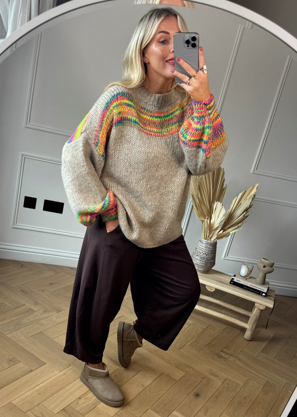 Colour pop grunge knit - stone-The Style Attic