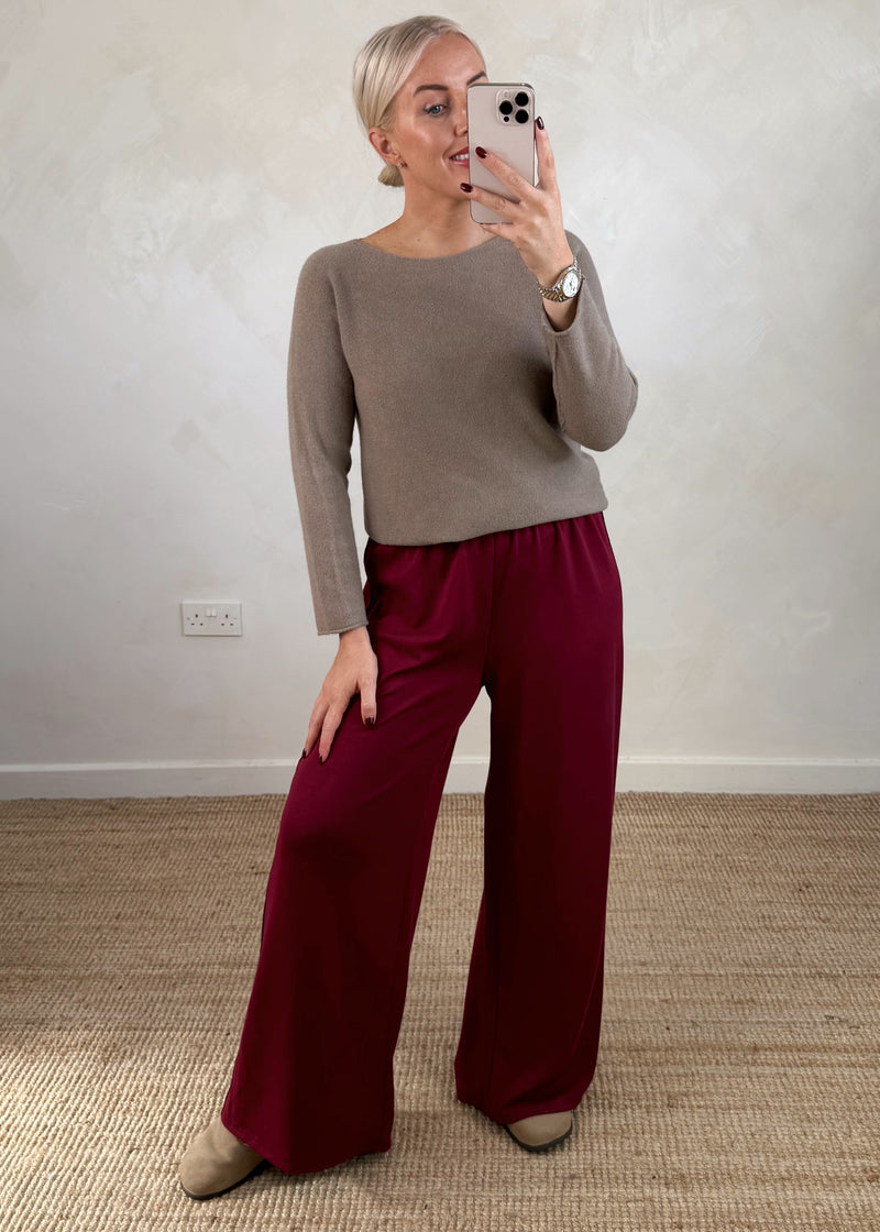 Connie striped jogger - Merlot-The Style Attic