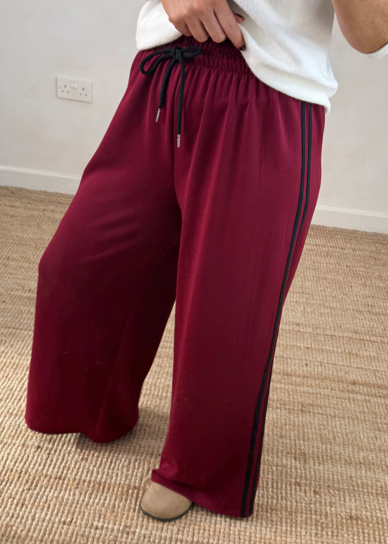 Connie striped jogger - Merlot-The Style Attic