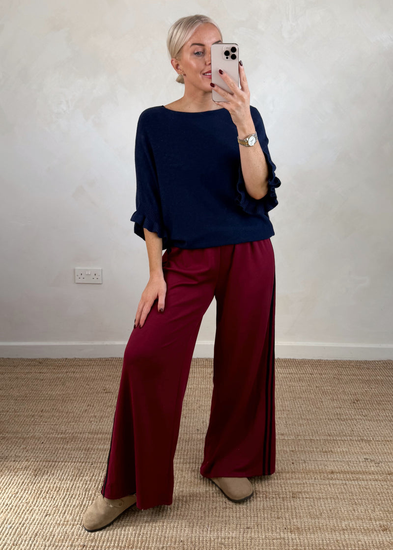 Connie striped jogger - Merlot-The Style Attic