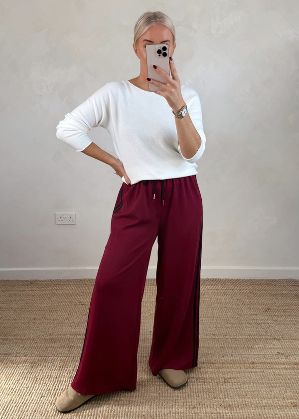Connie striped jogger - Merlot-The Style Attic