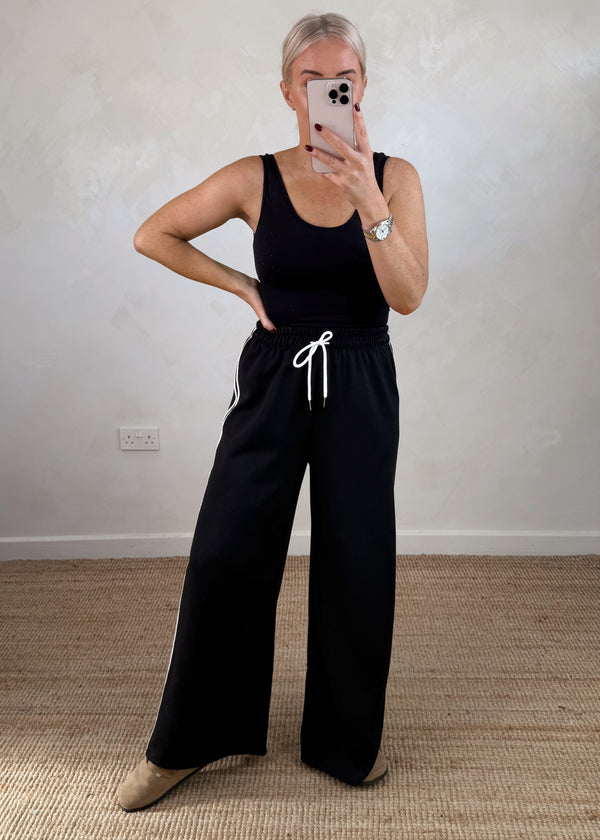 Connie striped jogger - black-The Style Attic