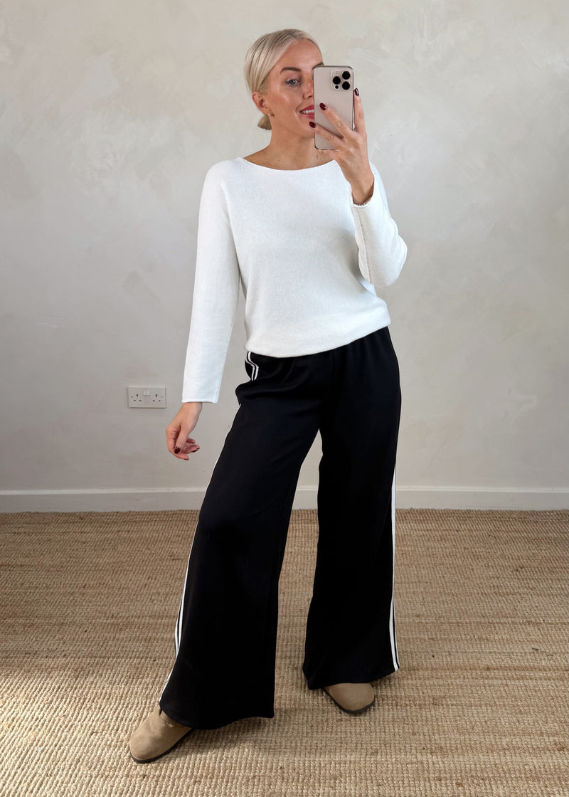 Connie striped jogger - black-The Style Attic