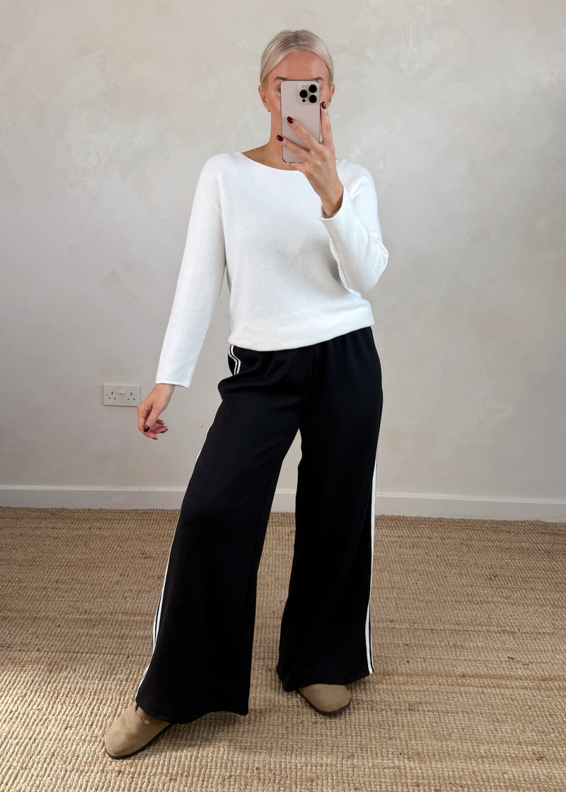 Connie striped jogger - black-The Style Attic
