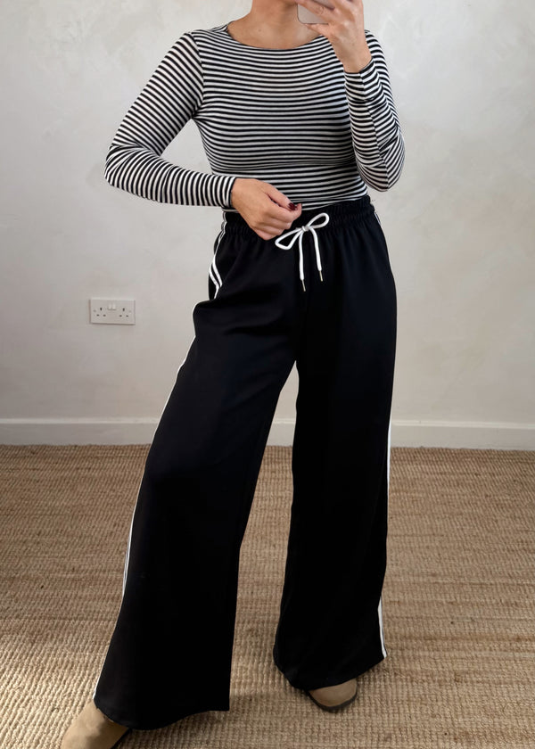 Connie striped jogger - black-The Style Attic