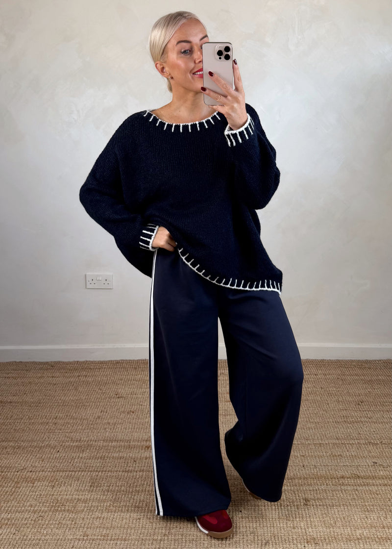 Connie striped jogger - navy-The Style Attic