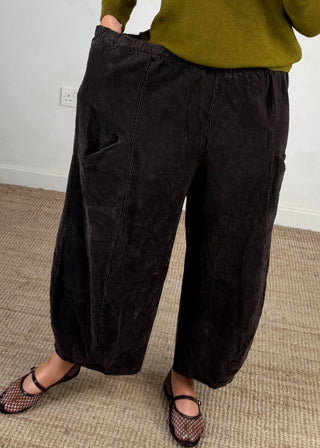 Corduroy Junie barrel leg trouser - Berry-The Style Attic