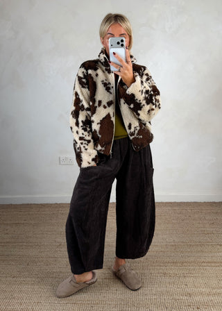 Corduroy Junie barrel leg trouser - Chocolate-The Style Attic