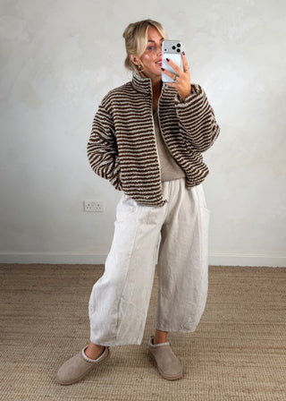 Corduroy Junie barrel leg trouser - Stone-The Style Attic