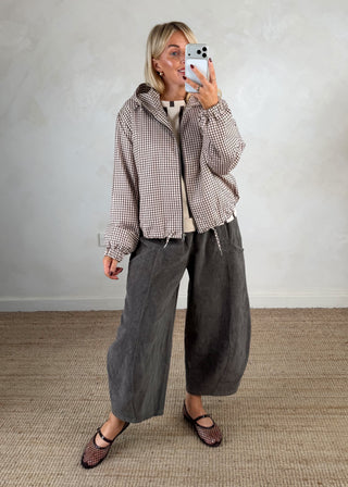 Corduroy Junie barrel leg trouser - Taupe-The Style Attic