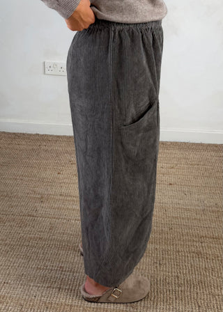 Corduroy Junie barrel leg trouser - Taupe-The Style Attic