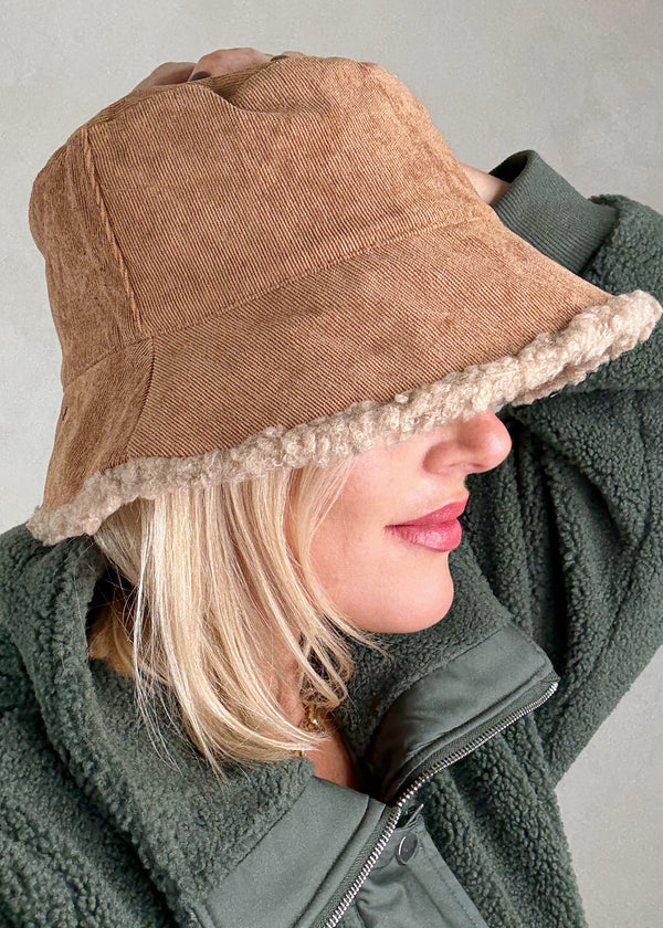 Corduroy bucket hat - tan-The Style Attic