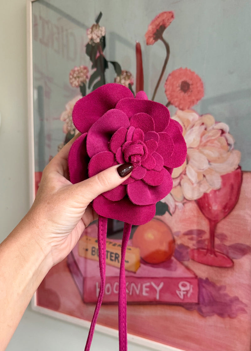 Corsage Leather belt - hot pink-The Style Attic