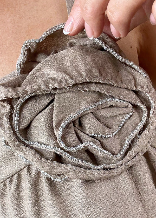 Corsage jumpsuit - camel-The Style Attic