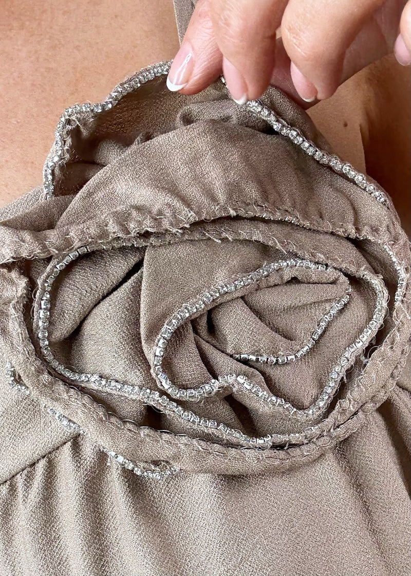 Corsage jumpsuit - camel-The Style Attic