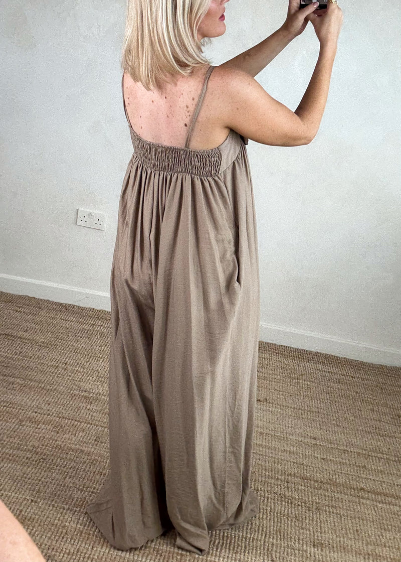 Corsage jumpsuit - camel-The Style Attic