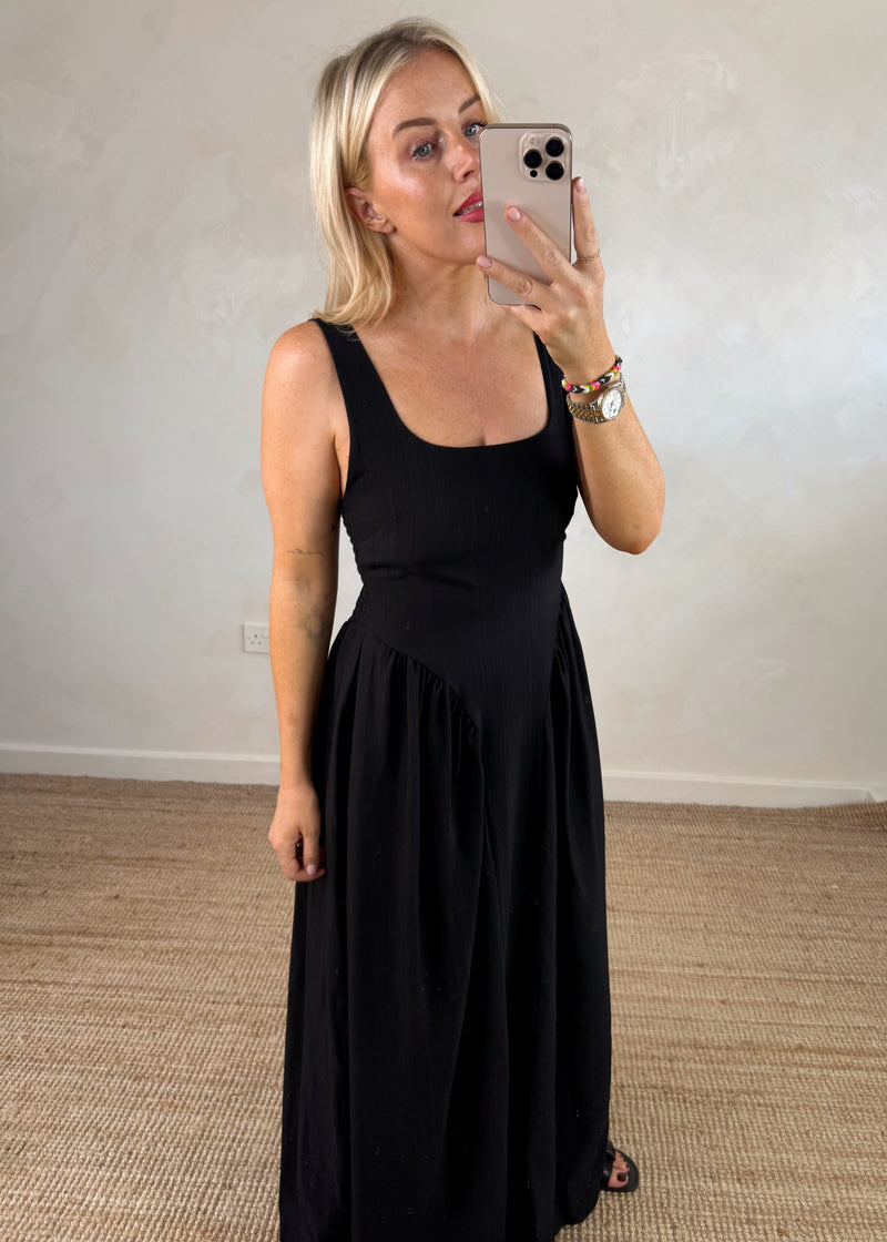 Corset style maxi - black-The Style Attic