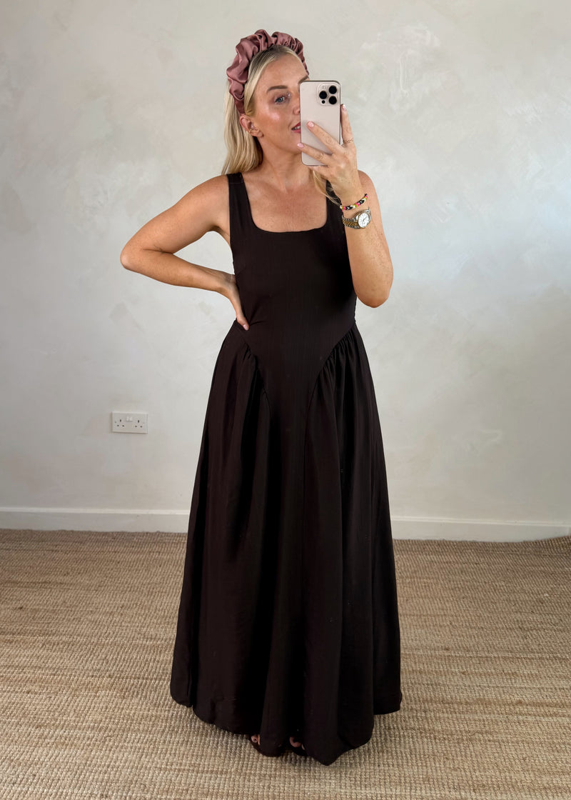 Corset style maxi - chocolate-The Style Attic