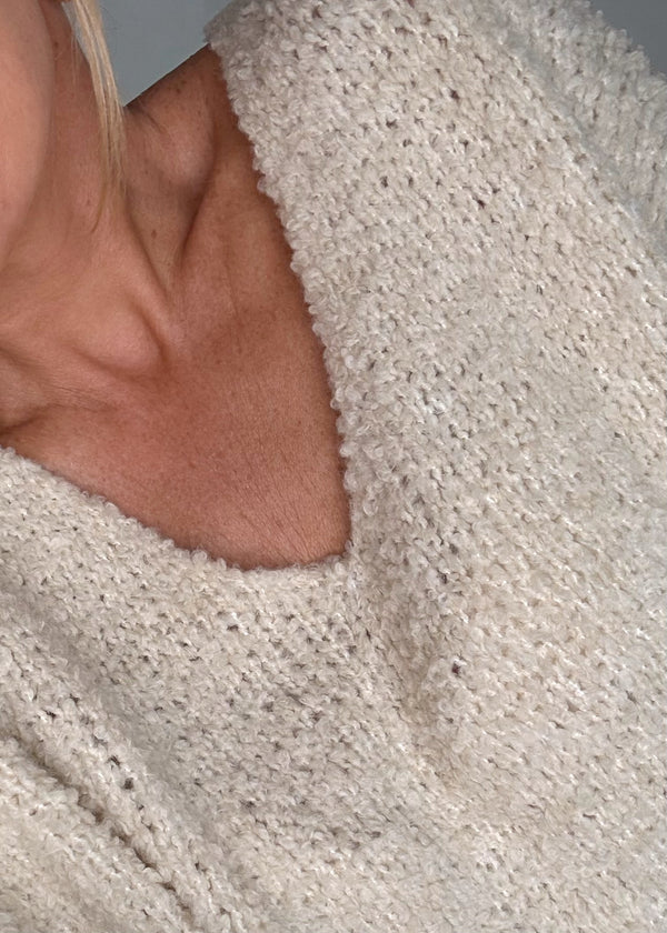 Cosy V knit - cream-The Style Attic