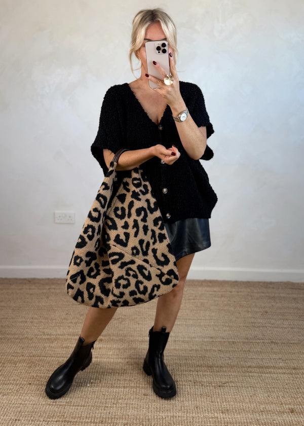 Cosy button front knit - black-The Style Attic