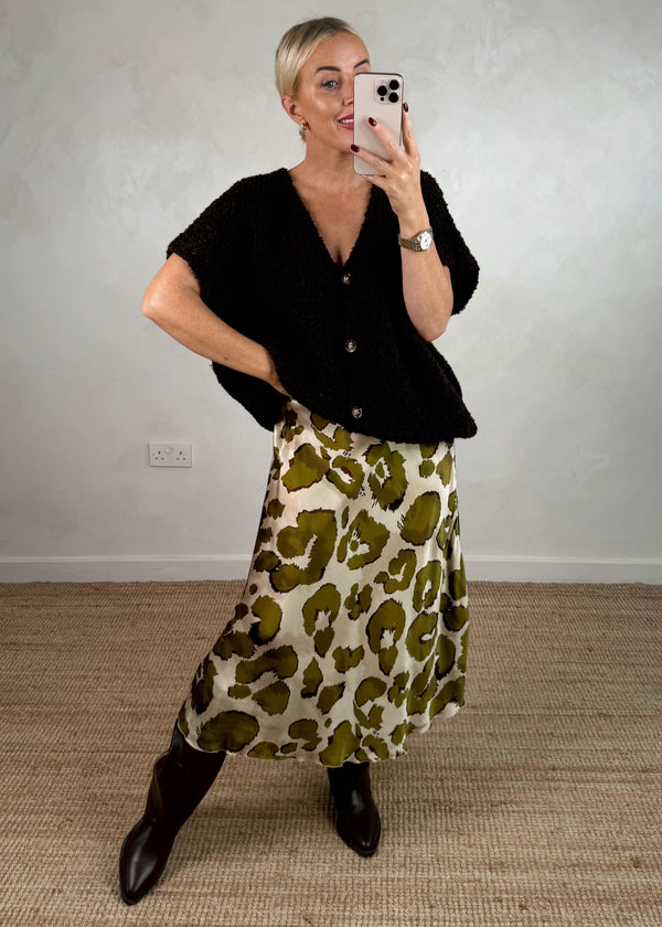 Cosy button front knit - chocolate-The Style Attic