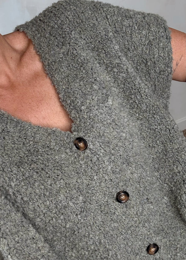 Cosy button front knit - khaki-The Style Attic