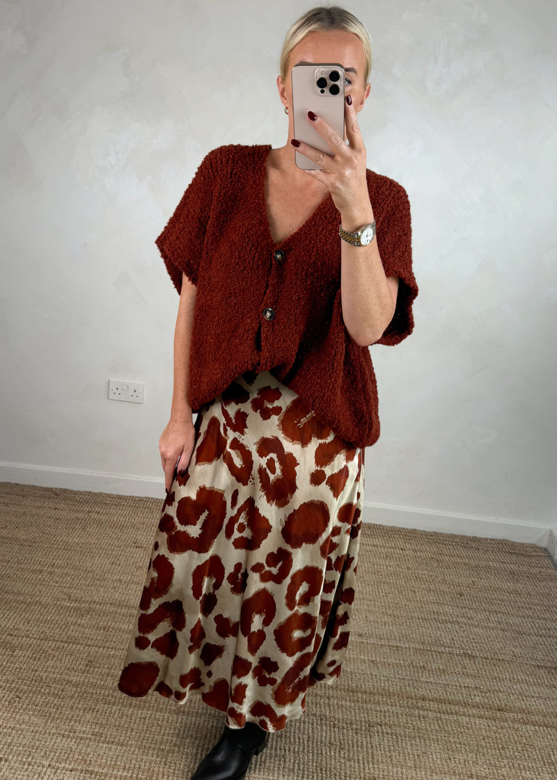 Cosy button front knit - rust-The Style Attic