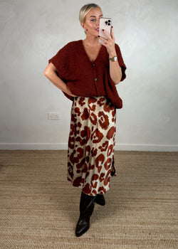 Cosy button front knit - rust-The Style Attic