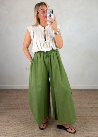 Cotton wide leg trouser - Black-The Style Attic