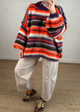 Courtney striped grunge knit - Orange-The Style Attic