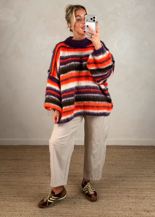 Courtney striped grunge knit - Orange-The Style Attic