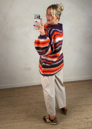 Courtney striped grunge knit - Orange-The Style Attic