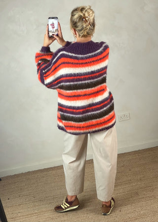 Courtney striped grunge knit - Orange-The Style Attic