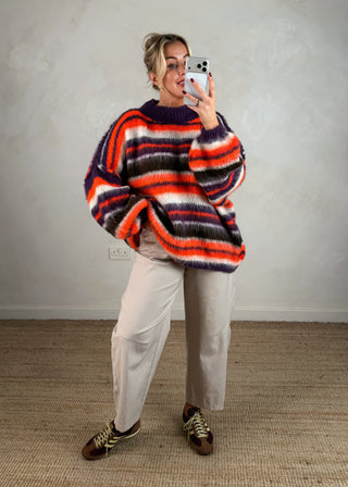 Courtney striped grunge knit - Orange-The Style Attic