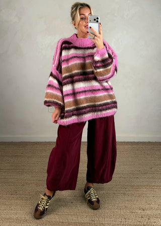 Courtney striped grunge knit - Pink-The Style Attic