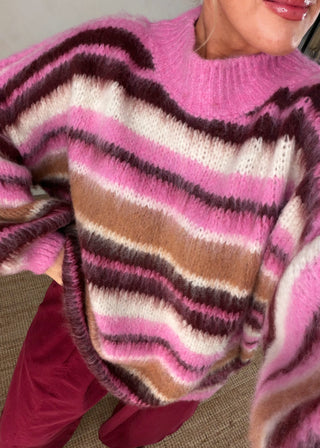Courtney striped grunge knit - Pink-The Style Attic