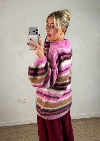 Courtney striped grunge knit - Pink-The Style Attic