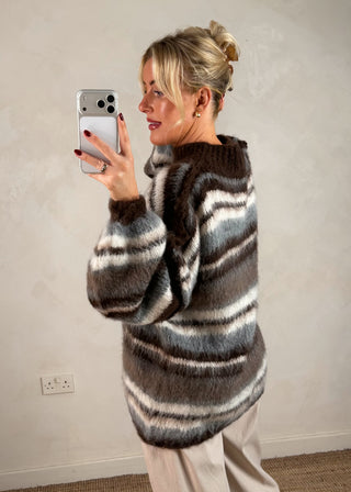 Courtney striped grunge knit - Taupe-The Style Attic