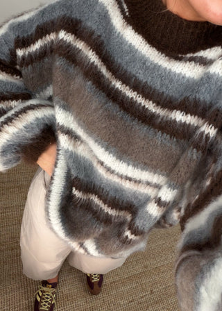 Courtney striped grunge knit - Taupe-The Style Attic