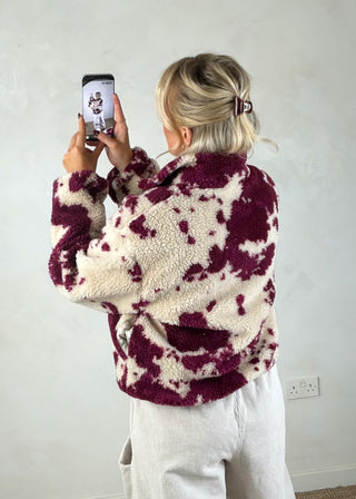 Cow print fleece - Merlot-The Style Attic