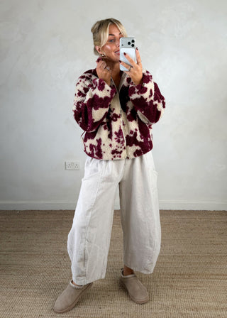 Cow print fleece - Merlot-The Style Attic