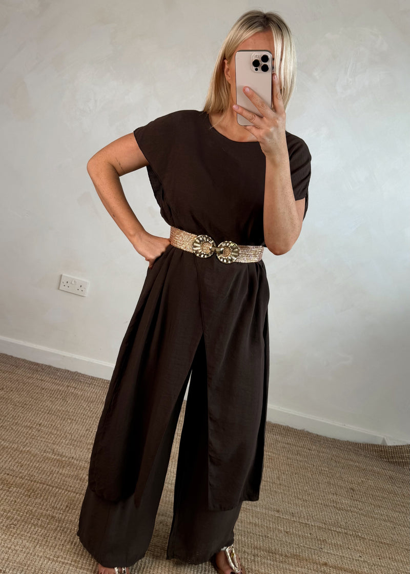 Cross front co-ord set - chocolate-The Style Attic