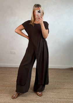 Cross front co-ord set - chocolate-The Style Attic