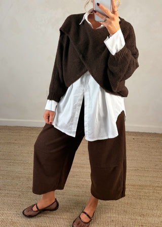 Crossover knit - Chocolate-The Style Attic